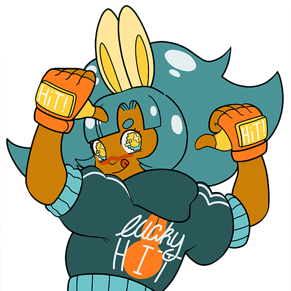 A drawing of Lucky Hit - GGWP's kickass bunny mascot